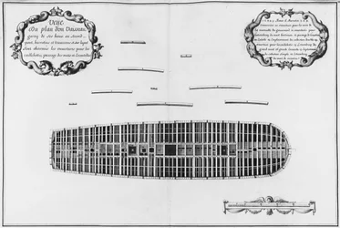 Plan des zweiten Decks eines Schiffes, Illustration aus dem 